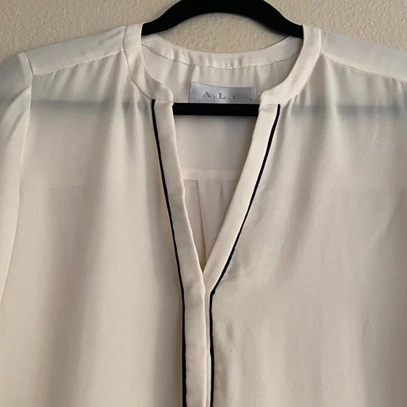 A.L.C. Silk Diana Button Down Top Ivory, Retail $320, Size XS - Picture 2 of 6